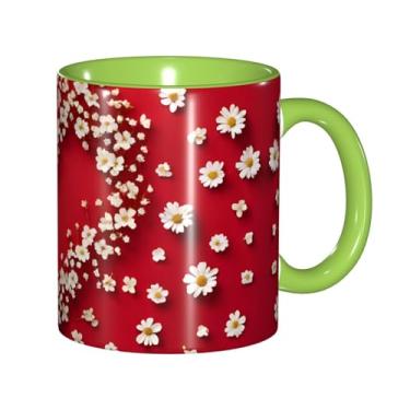 Imagem de Zeraoke Caneca de café criativa com estampa de flores de coração, personalizadas, presente para família, tamanho de 325 ml, unissex