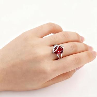 Imagem de Anel de zircônia cúbica em forma de coração para mulheres, joias minimalistas, presente de aniversário romântico, lindo presente de dia dos namorados, acessório de compromisso elegante YC6581, Latão