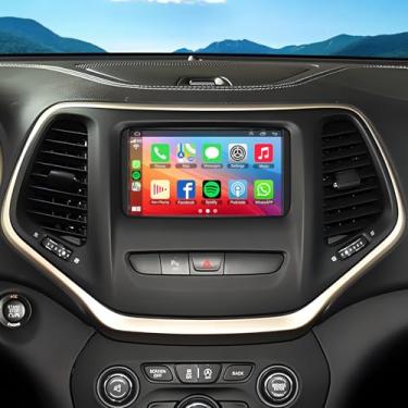 Imagem de Rádio veicular de 17,78 cm para Jeep Cherokee 2014, 2015, 2016, 2017, 2018, suporta carplay sem fio, Android Auto, navegação GPS, 4G + 64G