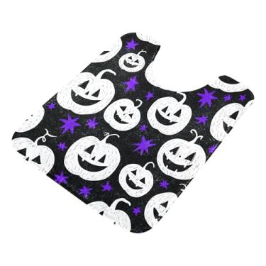 Imagem de Burbuja Tapete de banheiro Jack O Lantern Pumpkins, tapete de banho absorvente de pelúcia macio, base antiderrapante para piso de banheiro, oval em forma de U
