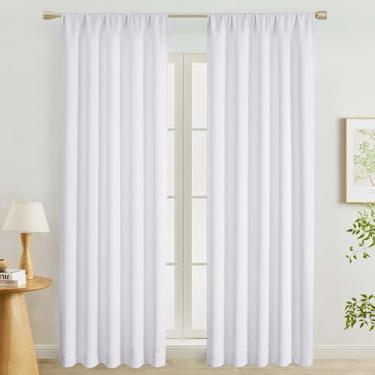 Imagem de Lecloud Cortinas brancas puras, 2 peças, 2 peças, cortinas macias de filtragem de luz para sala de estar, bolso de haste, cortinas elegantes com isolamento térmico para sala de jantar, cada painel 127