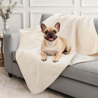 Imagem de LOOBANI Cobertor de cachorro impermeável para sofá: cobertores de cachorro à prova de derramamento para cães pequenos e médios laváveis, manta de flanela macia reversível para cama de cachorro, caixa