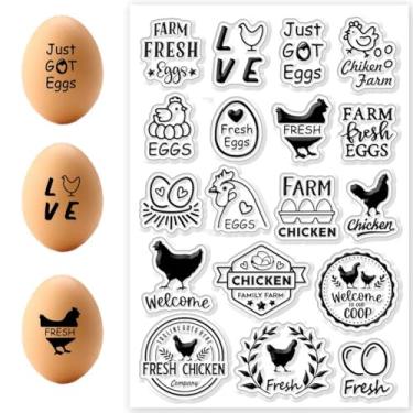 Imagem de 1 folha de carimbos transparentes de plástico PVC, carimbo de silicone personalizado com tema animal, estampa de galinhas e ovos, carimbos transparentes para fazer álbuns de fotos faça você mesmo, 16