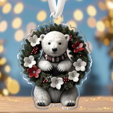 Imagem de Enfeites de Natal, enfeites de árvore, enfeites de pendurar para pequenas árvores, urso, festas de fim de ano, ao ar livre, decoração de casa