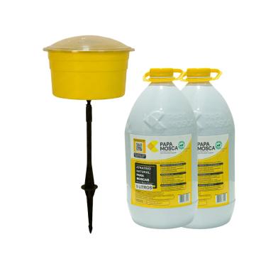 Imagem de Armadilha + Atrativo Papa Mosca Captura Atrai Mata Mosca Com Suporte 5 á 20 Litros Jt Home (10 LITROS)