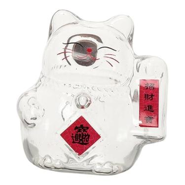 Imagem de IEUDNS Cofrinho Gato da Sorte em Vidro Transparente para Adultos e Crianças, Vermelho