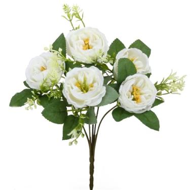 Imagem de WGKOMEGE 6 pacotes de peônias artificiais de flores artificiais para casamento, buquê de flores artificiais para mesa, decoração de casamento, arranjo floral nupcial (pacote com 6)