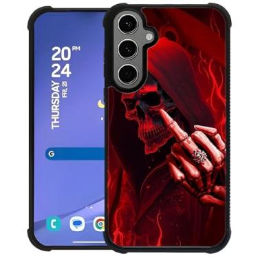 Imagem de FKBRCL4U Capa para Samsung Galaxy S24 S25 Plus, design gráfico engraçado com estampa de crânio feminino menino silicone macio acrílico rígido proteção contra choque para Samsung Galaxy S24 S25 Plus