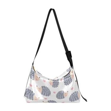 Imagem de Bolsa Hobo Feminina de Couro PU Azul Escuro Bonito Crocodilo Bolsa de Couro Grande Estampa Animal Colorida Bolsa Hobo, Animais de ouriço cinza fofos
