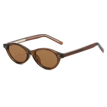 Imagem de Óculos de Sol Retrô Pequenos Femininos para Dirigir, Modelo Olho de Gato Casual (Marrom Chá)