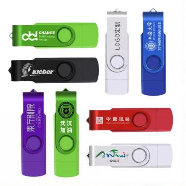 Imagem de Flash Drives USB C personalizados, pen drive OTG personalizado com conector USB duplo, logotipo personalizado para presentes corporativos, promoções de negócios, eventos, marcas, feiras (100,256 MB)