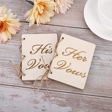 Imagem de GLOGLOW Suprimentos para Casamento Corda de Madeira e Cânhamo, Pacote Com 2, 10,5 X 8 Cm, Design Rústico para Cerimônias e Aniversários Livretos de Votos de Casamento, Nan (Tipo 4)