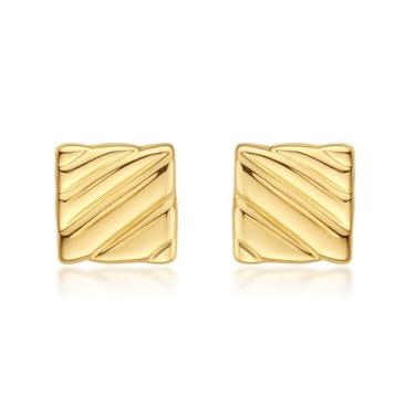 Imagem de FRUMOS Brincos femininos de prata esterlina 925 banhados a ouro 18 quilates com argola hipoalergênica pequena zircônia cúbica, Medium, Metal, Zircônia cúbica