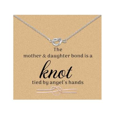 Imagem de Ukodnus Colar com nó mãe e filha – pingente infinito de coração em prata, ouro ou ouro rosa – colar combinando para mãe e filha para presente de aniversário, Natal ou aniversário, Medium, Aço