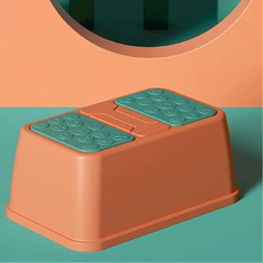 Imagem de POCREATION Banquinho para Banheiro, Banquinho de Plástico Antiderrapante para Bebês e Crianças, Com Estrutura Resistente e Prevenção de Tombamento (Vermelho 1 Camada)