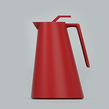 Imagem de 1L forro de vidro vermelho chaleira a vácuo casa escritório café garrafa de água quente pote garrafa térmica de camada dupla acessórios brancos (cor: cinza) (vermelho)