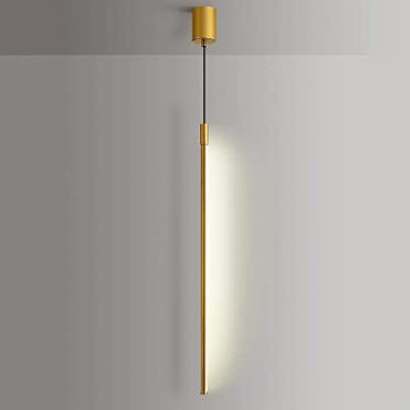 Imagem de Luminária pendente tubular ultrafina e alongada, luminária suspensa linear dourada, luminárias de suspensão com estrutura metálica canelada e cúpula de acrílico branco, lustre LED moderno, l