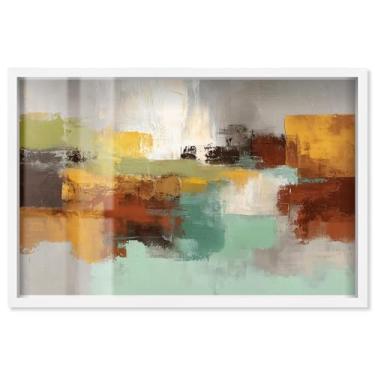 Imagem de Minimalista Tones I Shadowbox Print Arte de parede abstrata por Art Remedy, moldura branca, 25 x 17