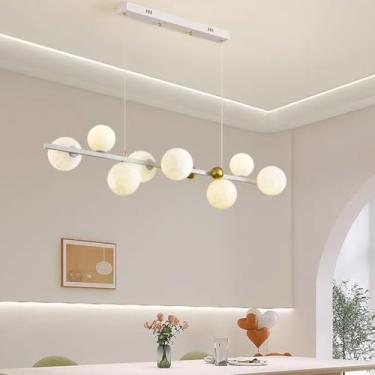 Imagem de Lustre vintage Sputnik com LED, luminária pendente decorativa de meados do século XX para sala de jantar, decoração criativa com bolas, dimerizável, iluminação para ilha de cozinha, sala de