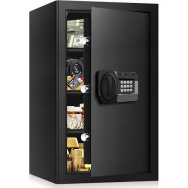 Imagem de Seguro grande à prova de fogo e à prova d'água para casa, cofre de segurança com teclado digital, 3 prateleiras removíveis e luz LED para documentos, dinheiro, armas de fogo, objetos de valor