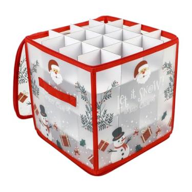 Imagem de Caixa Organizadora para Enfeites de Natal,Suporte com Zíper e Divisórias | Armazenamento para Ornamentos de Festas com Tampa e Alça - para 64 Bolas Garagem Armário Dormitório Sótão Casa de