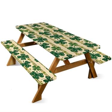 Imagem de ANNA QUEEN Conjunto de capa de mesa de piquenique de 1,82 m x 76 cm, capas de banco à prova d'água para primavera, acampamento, jardim, jantares ao ar livre