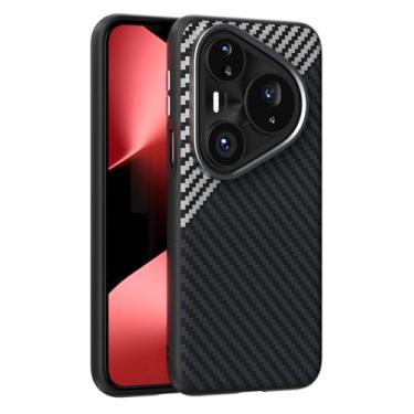 Imagem de LTLMYDAM Capa fina para Huawei Pura 80 Ultra/80 Pro/80Pro+/80, suporte magnético à prova de choque, carregamento sem fio, capa de policarbonato com textura de fibra de carbone, prata, 80