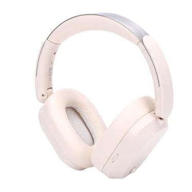 Imagem de Sanpyl Fones de Ouvido Bluetooth sobre a Orelha, Fone de Ouvido Sem Fio para Jogos Musicais Com Alto-falante Duplo, Som EQ Personalizado, Tempo de Reprodução de 40 Horas (Creme)