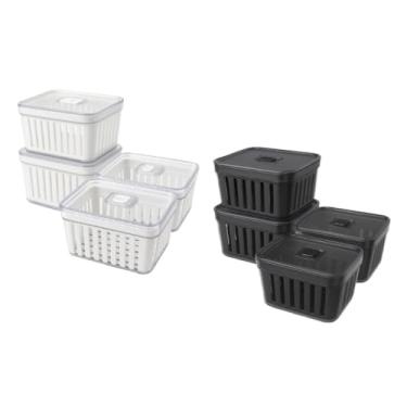 Imagem de Organizador de Frigorífico Cesto 3,8L com Tampa Armazena Alimentos e Legumes, Ideal para Cozinha e Famílias Multiusos(4,Cristal)