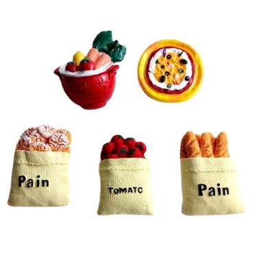 Imagem de Imãs de geladeira, 5 unidades/lote, simulações, pães, tomates, anime, crianças