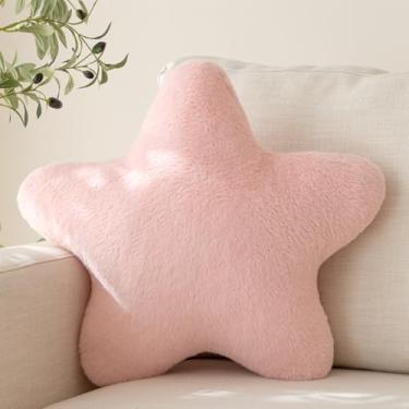 Imagem de Znhinery Almofada de estrela, almofada decorativa com pelúcia para sofá, almofadas decorativas fofas para cama, almofada estética em forma de estrela, almofada divertida para sofá e sala de estar