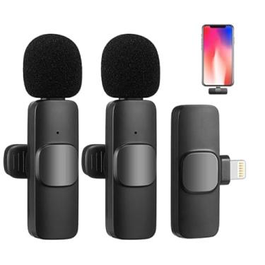 Imagem de Microfone de Lapela Sem Fio Vlog Live Entrevista Portatil Compatível Tipo C e iPhone - 2 Microfones
