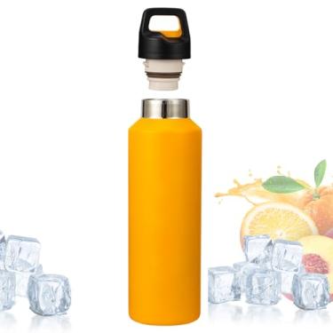 Imagem de Garrafas isoladas | Copo portátil à prova de vazamento de 600 ml, garrafa de água térmica grande reutilizável, para viagens ao ar livre, ciclismo, caminhadas, , esportes, casa, academia