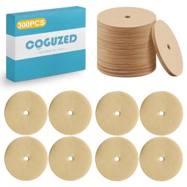 Imagem de CoguZed Filtros de café descartáveis crus com 300 unidades de 9,5 cm – Filtros de papel redondos e discos para cafeteiras e cafeteiras, compatíveis com Aerobie Aeropress