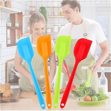 Imagem de Espátulas de silicone, espátula de borracha resistente ao calor de uma peça sem costura, raspador flexível antiaderente para assar e misturar (pequeno)