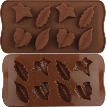 Imagem de EPYHREHM 8 moldes de silicone de folha cavidade para decoração de bolo de chocolate doce conjunto de 2