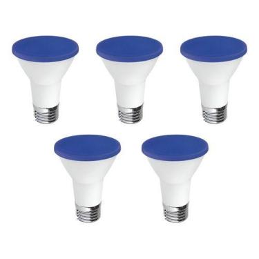 Imagem de Kit 5 Lampada LED PAR20 Luminatti E27 6W Bivolt Azul