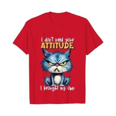 Imagem de Camiseta Feminina Sarcástica Com Gato Enfadonho, Camiseta Engraçada Pa