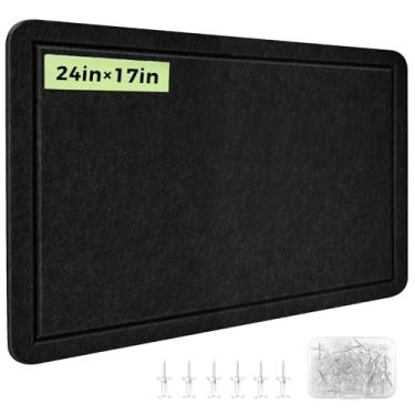 Imagem de Quadro de avisos, placa de feltro de 61 x 45 cm, quadro de avisos, quadro de cortiça alternativo para parede, quadro de visão autoadesivo, quadro fotográfico dobrável com 20 pinos (preto)