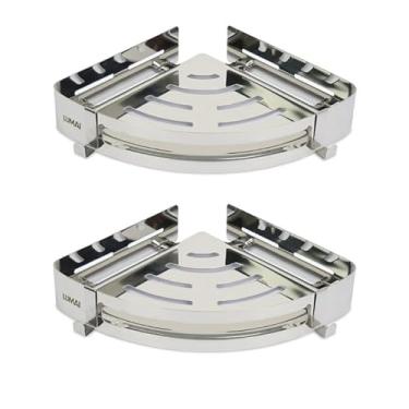 Imagem de Kit 2- Suporte Porta Shampoo de Canto Aço Inox 304 Cantoneira Banheiro Box Prateleira Premium