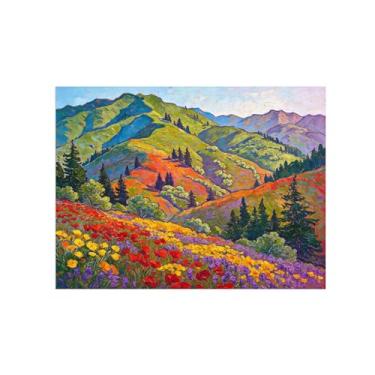 Imagem de Impressão em tela de paisagem de arte de parede - flores de árvore de montanha - pintura de decoração - imagens para sala de estar quarto 40 x 50 cm 16 x 20 pol sem moldura