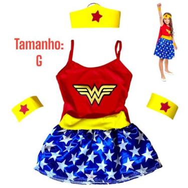 Imagem de Fantasia Mulher Maravilha Infantil Menina Roupa com Acessorios Carnava