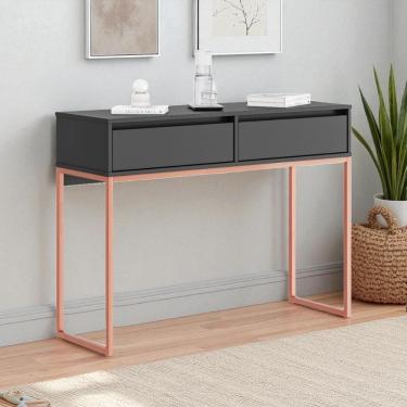 Imagem de Aparador Moderno Estilo Industrial Com Base Metal 2 Gavetas - Preto Cobre