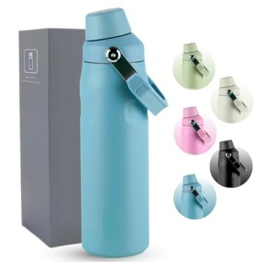 Imagem de Garrafa Térmica 500ML - Parede Dupla Isolada a Vácuo de Aço Inox, Bebidas Geladas por 24 Horas e Quentes por 12 Horas - Com Alça Robusta para Transporte (Azul)