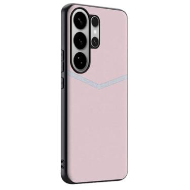 Imagem de LTLMYDAM Capa de couro vegano para Samsung Galaxy S26 Ultra/S26 Plus/S26, capa de telefone fina minimalista com borda macia para homens e mulheres, rosa, S26 Plus