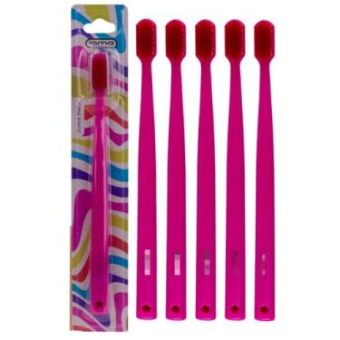 Imagem de Escova com capa protetora rosa、18cm escova viagem、Lilas azul escova dental adulto ((6) Escovas Rosa)