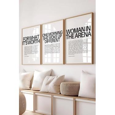 Imagem de 3 Peças Inspiradoras Feministas Impressões de Arte de Parede Mulher Empoderamento Fotos Mulher na Arena Pintura de Parede em Tela para Mulher Forte Escritório Casa Decoração de Quarto com Moldura