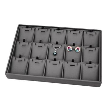 Imagem de KEG801302 Suporte de exibição de joias, suporte de joias preto com vários compartimentos, bandeja de anel, colar, brinco, brinco, armazenamento de joias, organizador