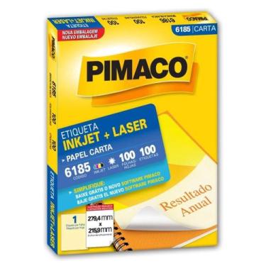 Imagem de Etiqueta pimaco carta 6185 279,4 x 215,9 com 100 fls  1 etiq. p/ folha