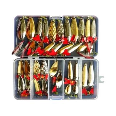 Imagem de Conjunto De Iscas De Pesca Metal Jig Spoon 10 20 25 35pcs Kit Wobblers